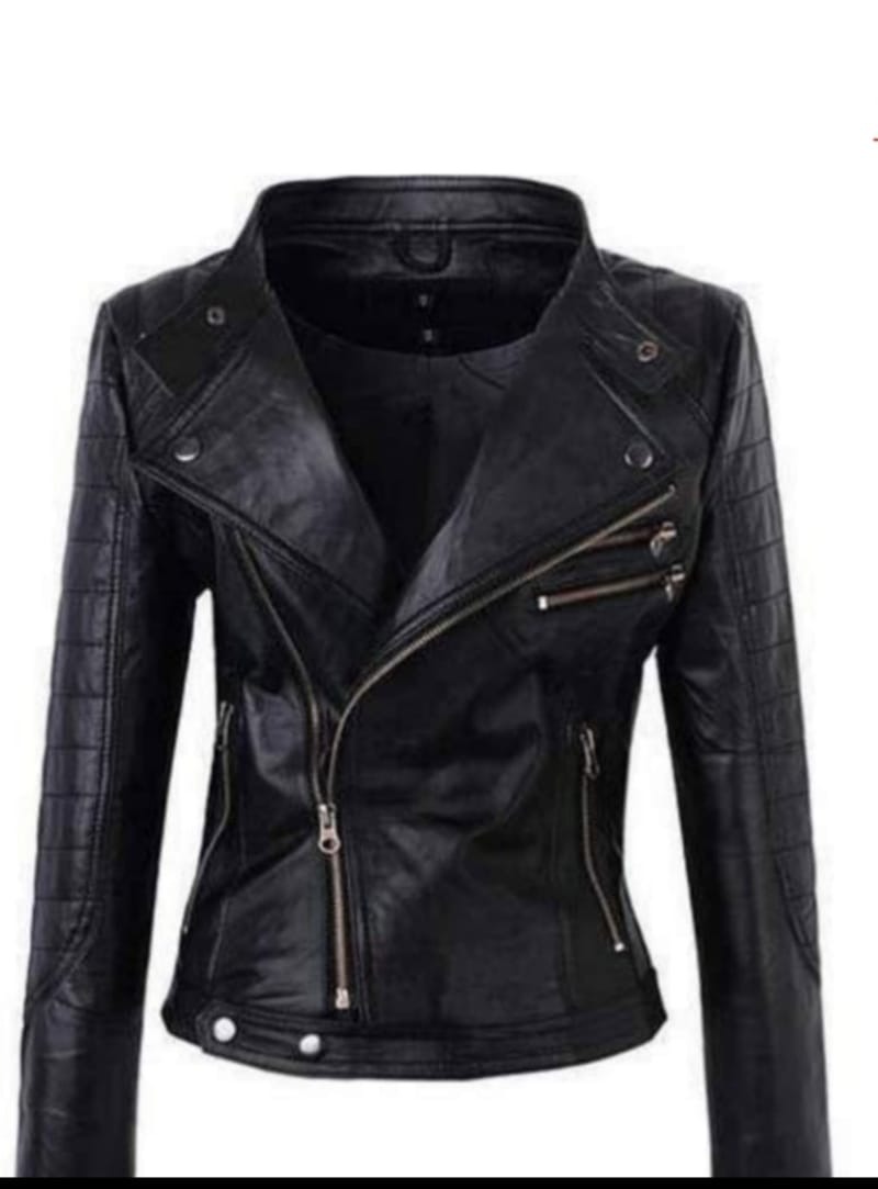Black Biker Jacket in plant-based leather