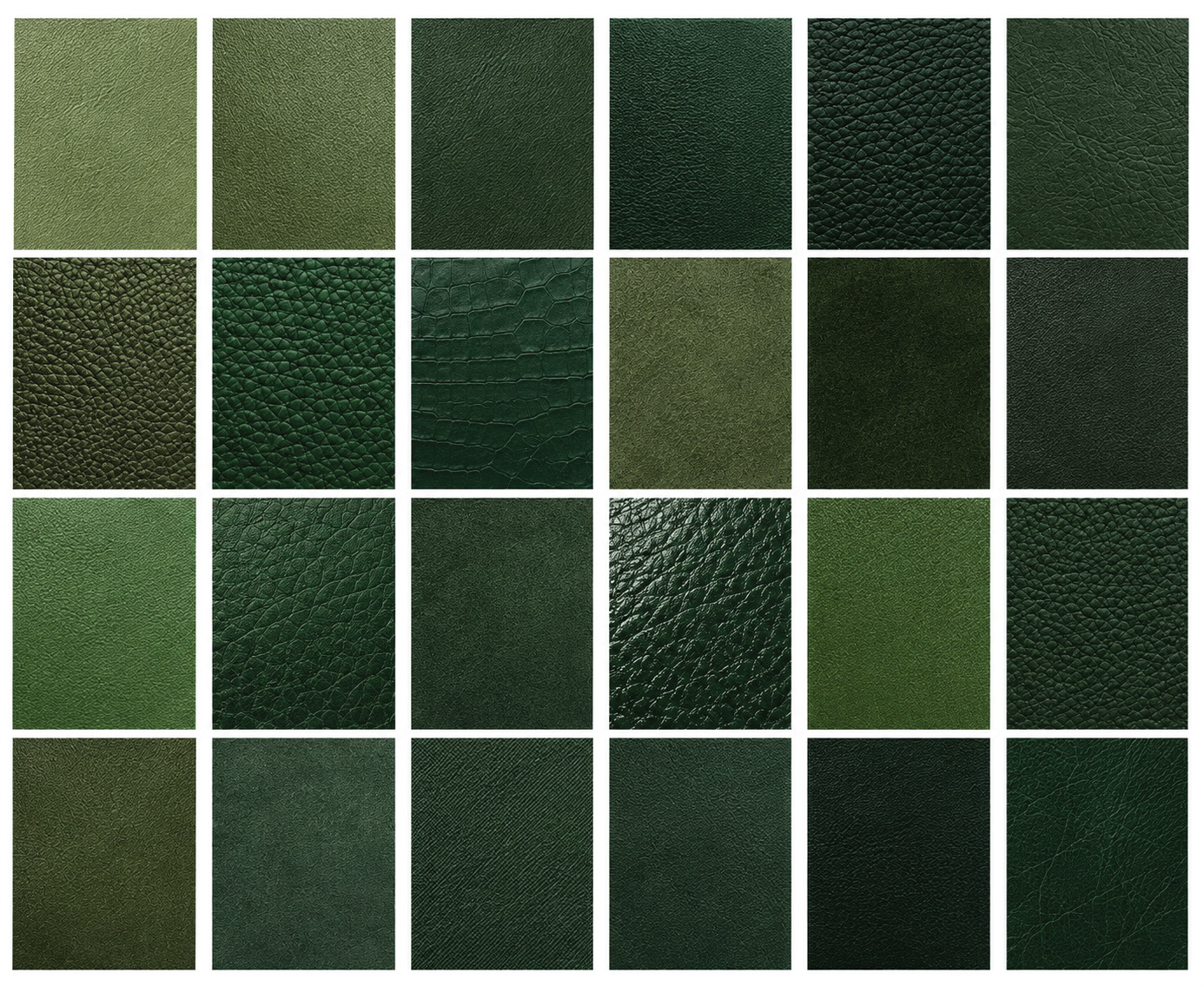 Green mango leather colour and texture samples