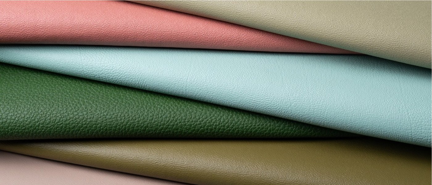 Folded eucalyptus collection material in green, blue and rose