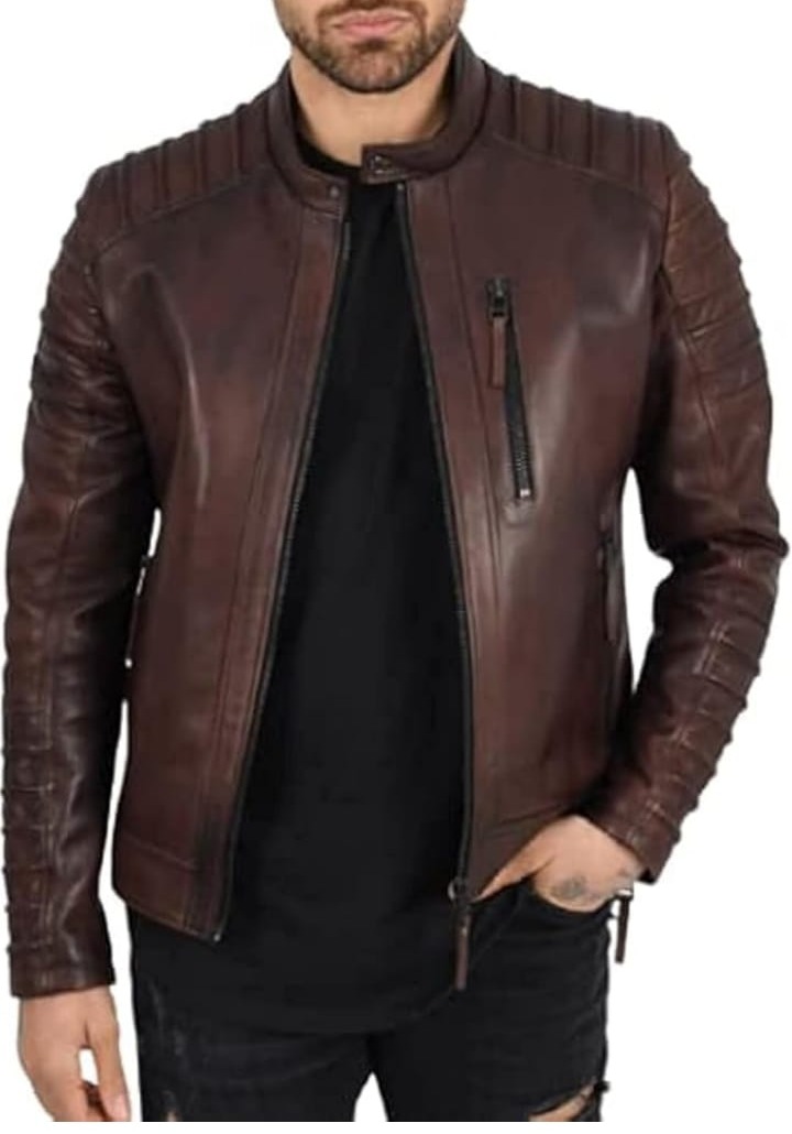 Brown Moto Jacket in plant-based leather
