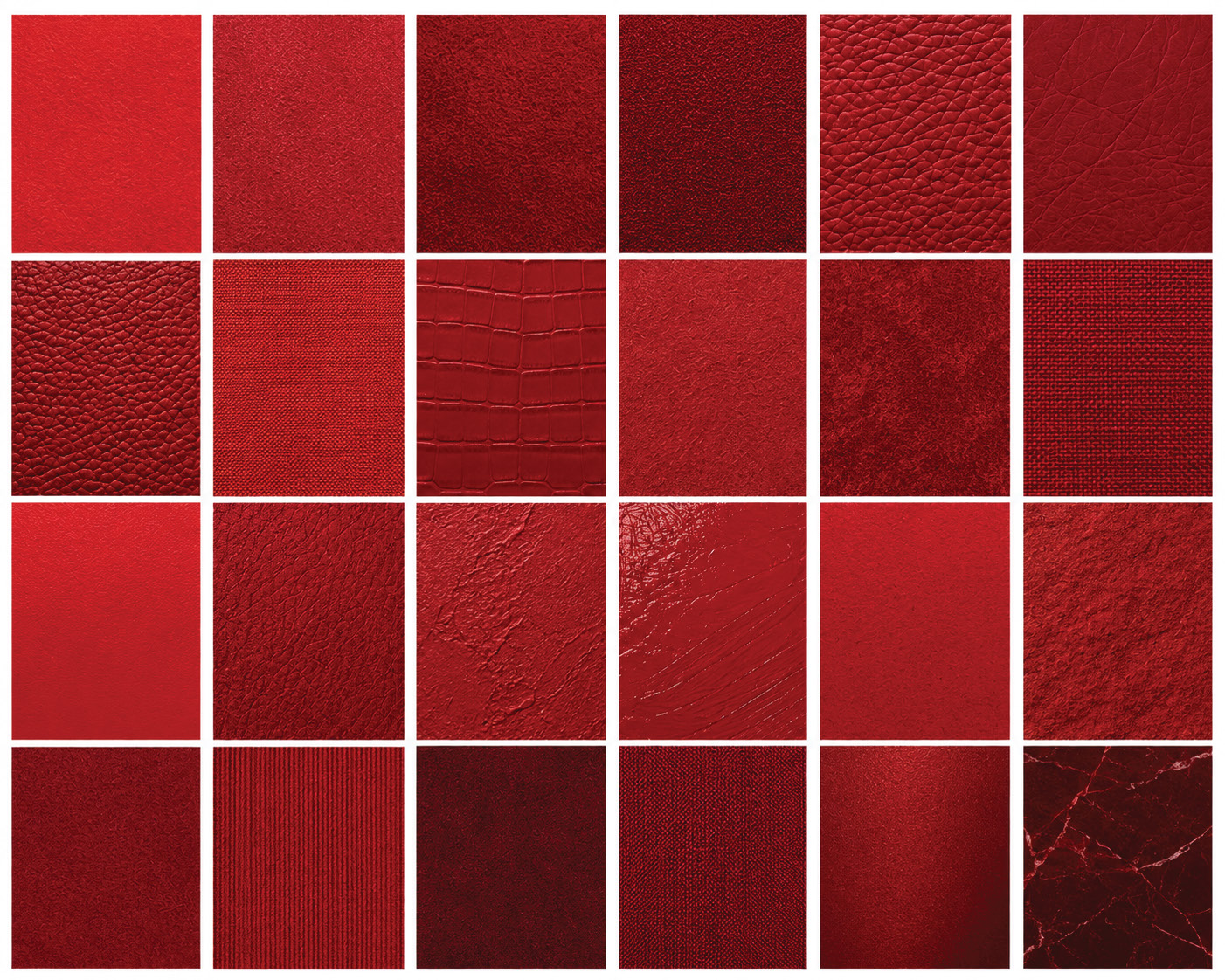 Red mango leather colour and texture samples