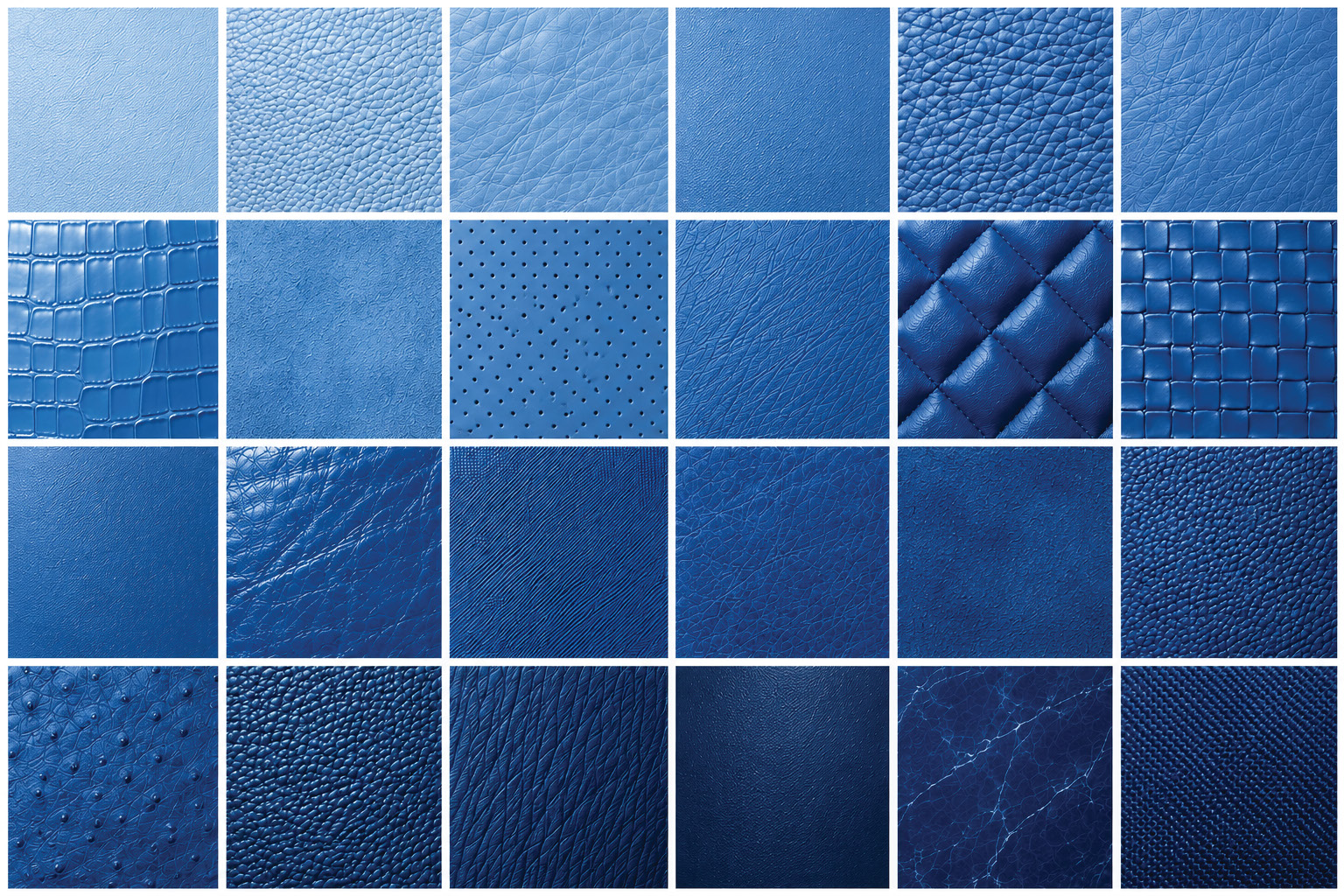 Blue mango leather colour and texture samples