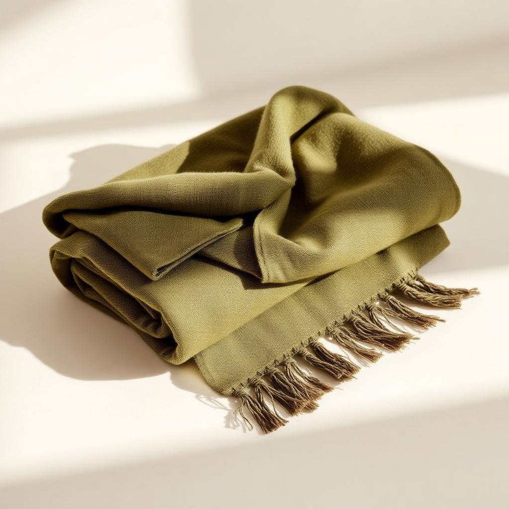 Olive Linen Throw
